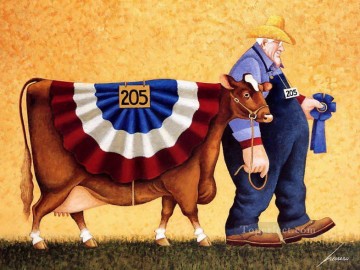 Ganado Vaca Toro Painting - granjero y ganado de dibujos animados